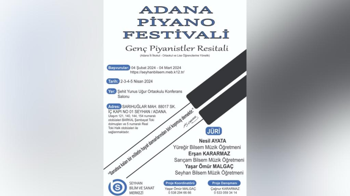 Adana Piyano Festivali Başvuru Sonuçları ve Program Akışı Belli Oldu!
